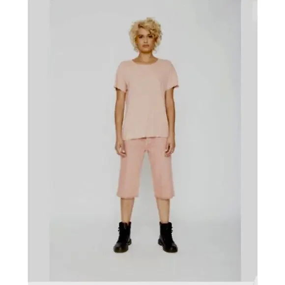 Free people x Sandrine Pink Cut Off Bermuda shorts Grunge Sz27 oversized Ret$138