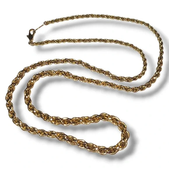 Vintage‎ Gold Tone Graduated Rope Chain Necklace 23