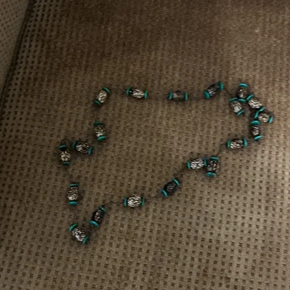 Turquoise and Patterned Seed Bead Necklace