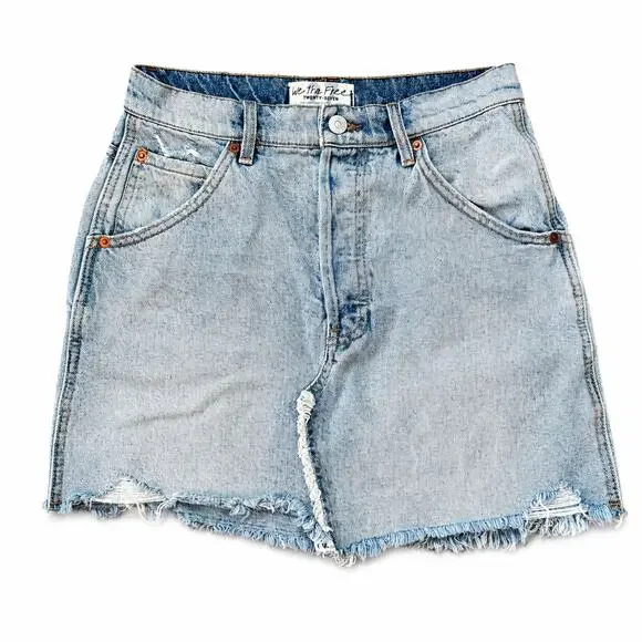 Free People We The Free Brea Cutoff Button Fly Denim Mini Skirt Size 27