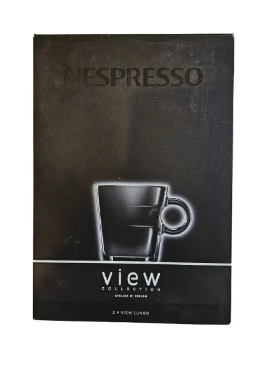 Nespresso View Collection Lungo Glass Cups and Stainless Steel Saucers-Set of 2