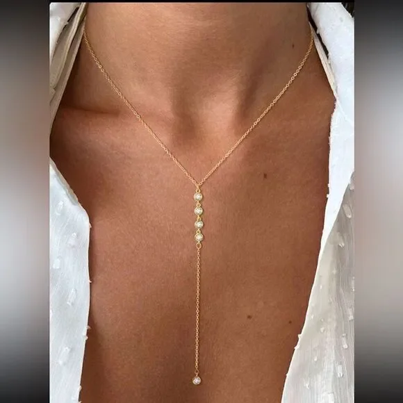 Dainty diamond chain necklace N563