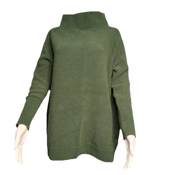 Free People Oversized Womens Ottoman Slouchy Tunic‎ Green Ribbed SZ-Small