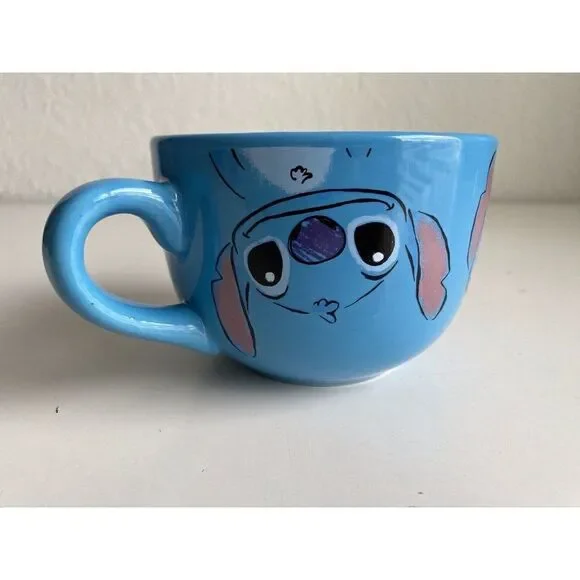 Lilo &‎ Stitch Disney Soup Mug Ceramic Blue Cup 20 Oz NEW