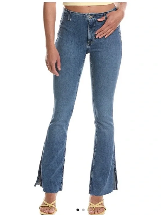 Free People Level Up Slit Bootcut Denim Jeans New