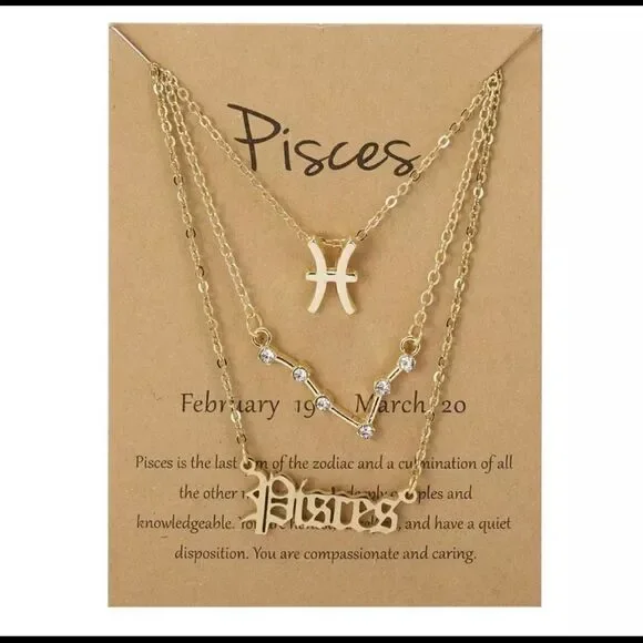 PISCES 3 PIECE SET ZODIAC, CONSTELLATION,‎ SIGNATURE NECKLACES