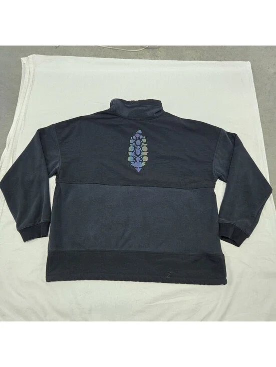 Size XL Free People FP Daybreak Reflective Sweater Black Pullover Hoodie 1/4 Zip
