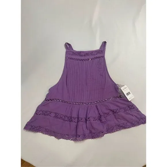 NWT Free People Constant Crush Violet Purple Lacey Tank Top Size XS NEW