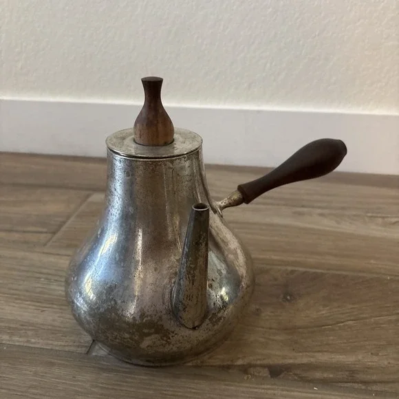 VTG Kalmar Style Italian Coffee Pot Teakwood Handle‎ Tea Pot MCM 1960s