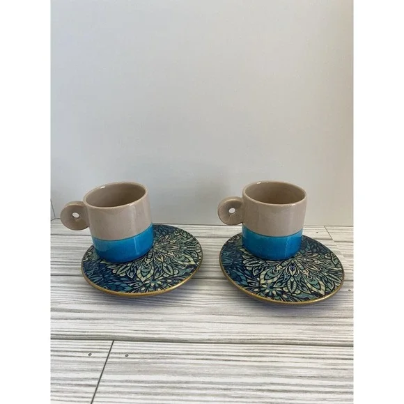 Seyda & Asli Espresso Cup and Saucer. Set‎ of 2.