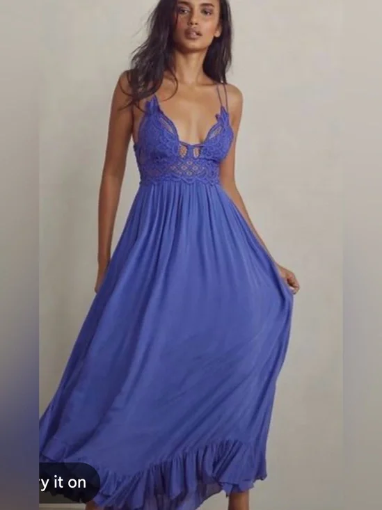 Free People Women’s Adella Purple Maxi Dress Size Small