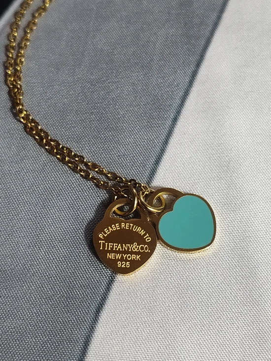 Tiffany & Co. Gold-Plated Heart Tag Necklace with Turquoise Enamel Heart