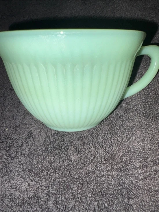 Vintage Fire King Jadeite Mint Green Ribbed Glass Cup