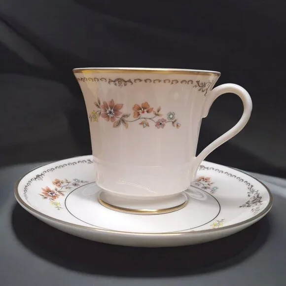 Gorham Long Meadow China Teacup Saucer Replacement 6.4 Inch Gold‎ Flowers USA