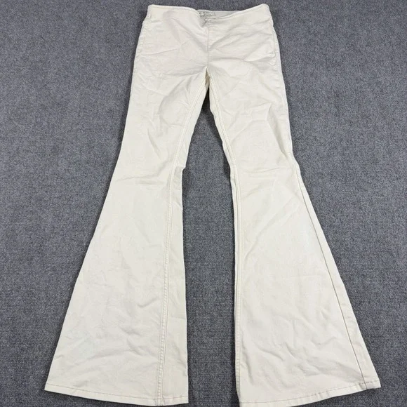 Free People Flare Jeans 29 Ivory Venice Beach Stretch Waist