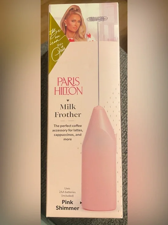 Paris Hilton Pink Milk Frother for Coffee in Pink Shimmer