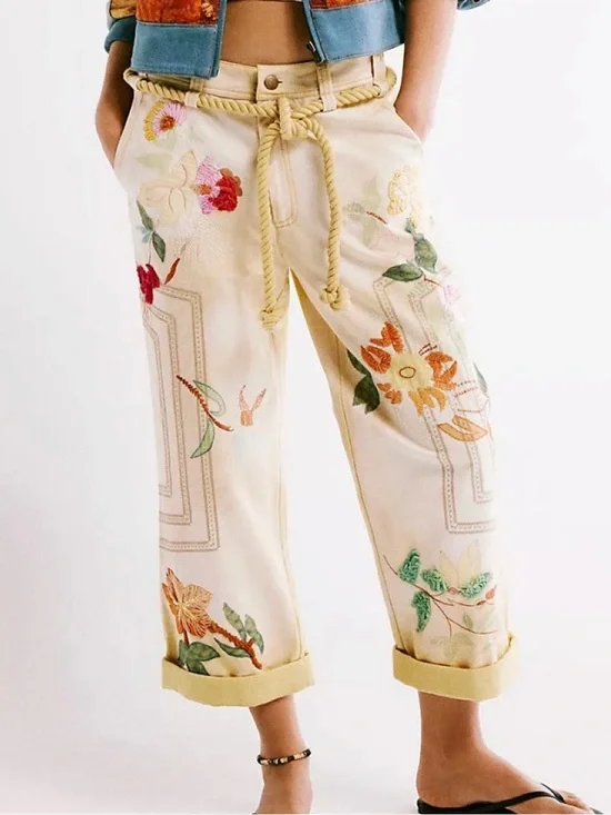 Free People We The Free Electric Sands Embroidered Pants