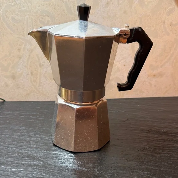 Classic Silver Stovetop Espresso Maker with Black Handle