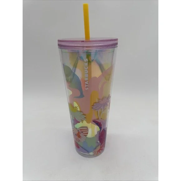 2024 Starbucks Summer Flower Field Straw Topper Venti 24 Oz Cold Cup Tumbler