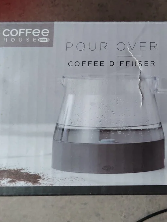Pour Over Coffee Diffuser - Clear Glass with Gray Base
