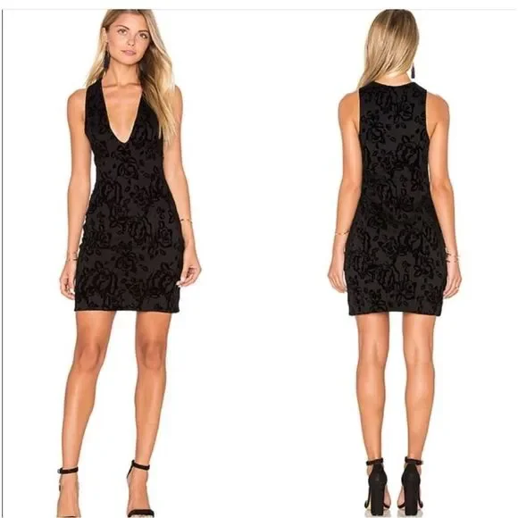 Free People velvet embellished black mini dress