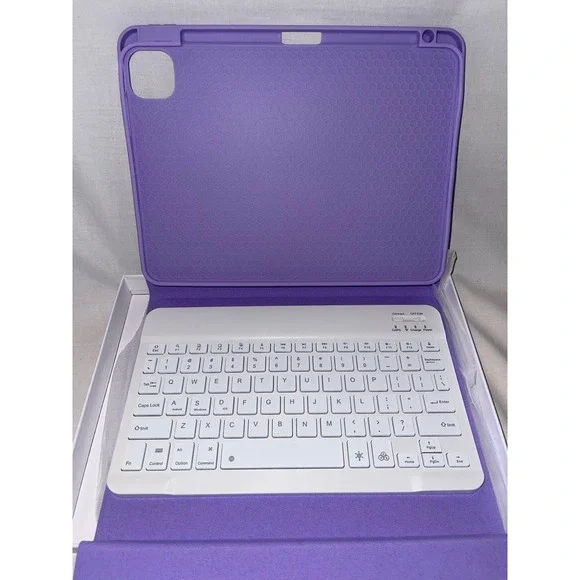 Purple Wireless Bluetooth Keyboard Case Stand for iPad Tablet