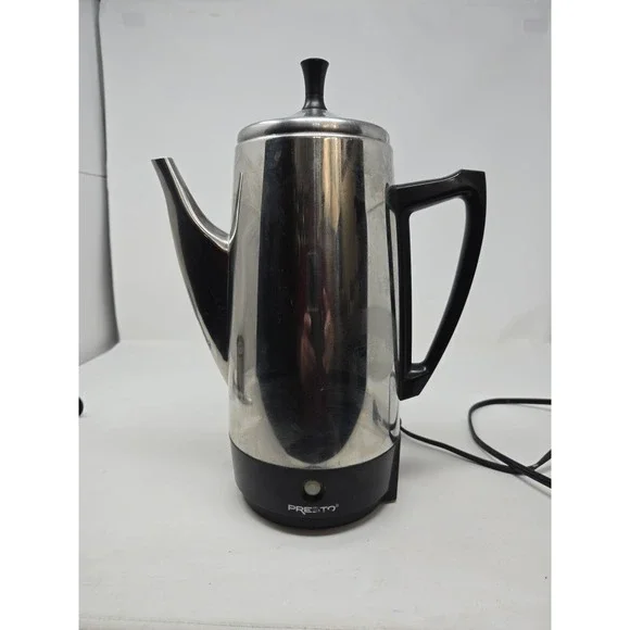 Presto 0281105 Electric‎ Coffee Percolator Stainless Steel Vintage Silver Black