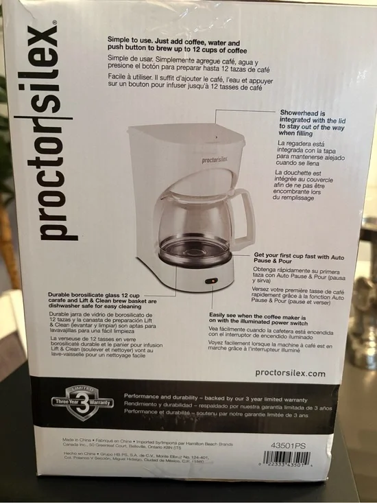 Proctor Silex White 12-Cup Drip Coffee Maker