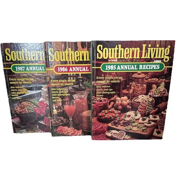 Southern Living Annual Recipes 1985-1987 (3 Books)‎ Hardcover Cookbooks-1st Edt.