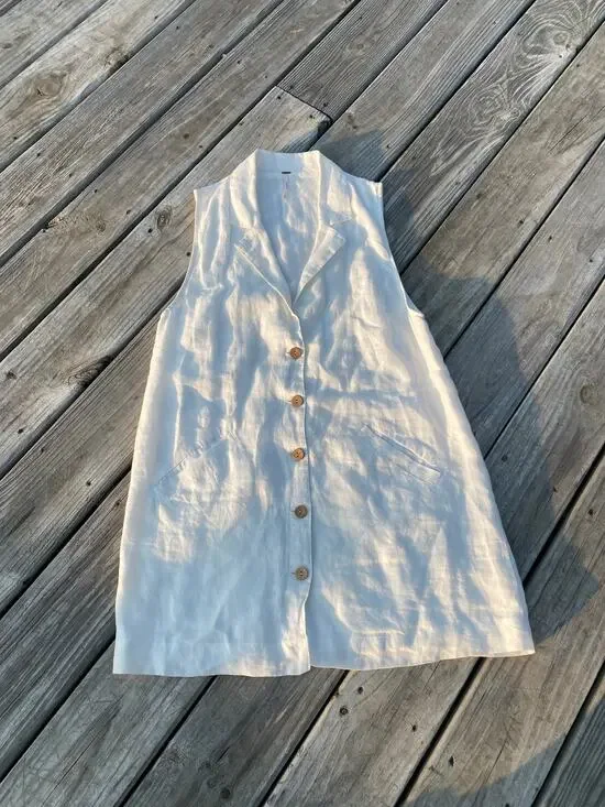 Free People 100% Linen Nue Mini Dress - Soft White - Size Small