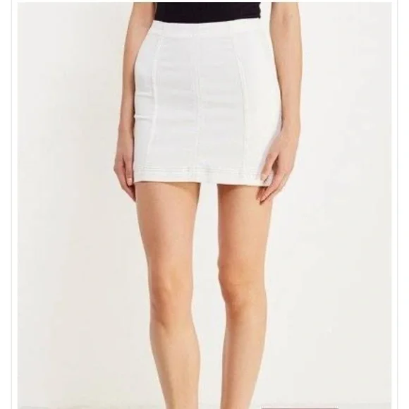 Free People White Modern Femme Denim Skirt Size 8