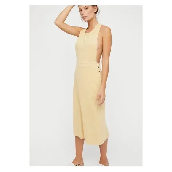 Free People Beach Light Yellow Sunrise Pinafore Jumper Sz.XS NWT