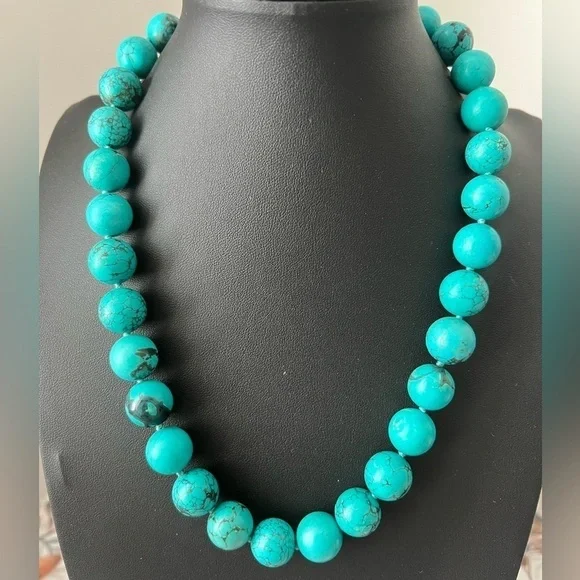 Lucas Lameth 925 Dyed Turquoise Stone Necklace 18” D5