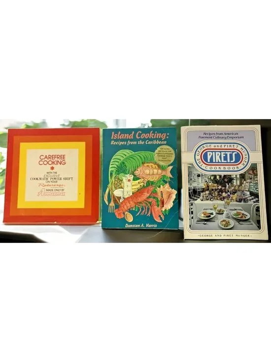 Vintage Cookbook Lot Amana Cooking, Island Cooking Caribbean, Piret’s Recipes