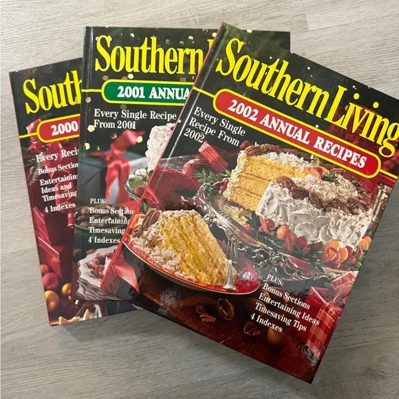 Set of 3 Southern Living‎ Recipe Collection with Red, Green, and Yellow Covers
