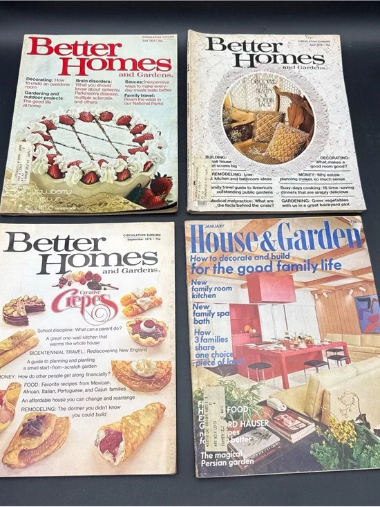 Better Homes And Gardens Vintage Covers with Red, White, Cream, Blue Accents