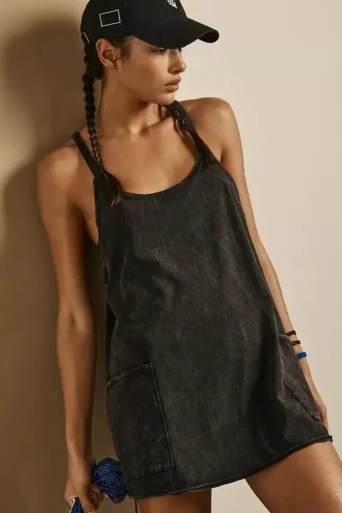 Free People Movement Hot Shot Mini Dress Built In Shorts Black Size Small