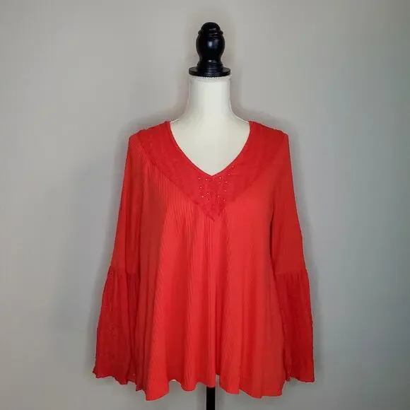 Free People Parisian Nights Red Top Small