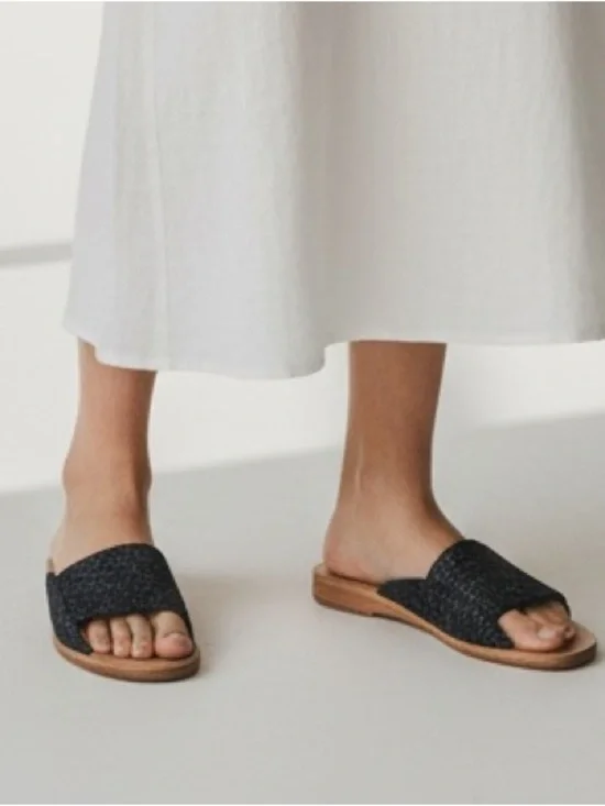 Free People Daybird Mini Wedge Slide sandals Slide Sandals in Black sz38 (8)