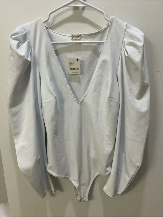 White V-Neck Long Sleeve Bodysuit