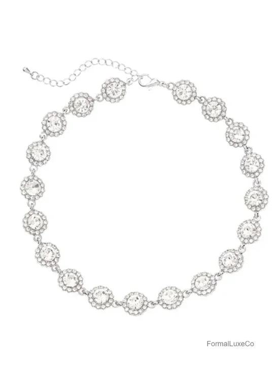 Sparkly Rhinestone Choker Necklace, Cable Chain, Lobster Clasp, Party Jewelry