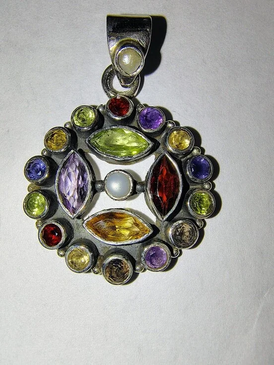 Sterling Silver Multi-Gemstone Pendant