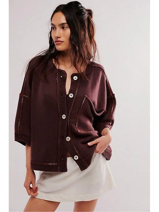 Free People Matilda Sweatshirt Chocolate