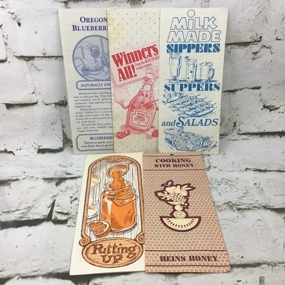 Vintage‎ Recipe Pamphlets Assorted Lot Of 5 Collectible Milk Honey Ketchup