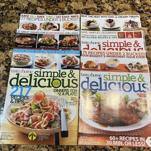 Taste Of Homes Simple and Delicious Back Issues Recipes Magazines 2008 set Of 6