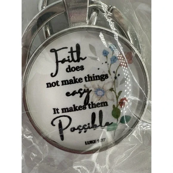 Ladies Inspiration Religious Christian Jewelry Bible Luke 1:37 Keychain