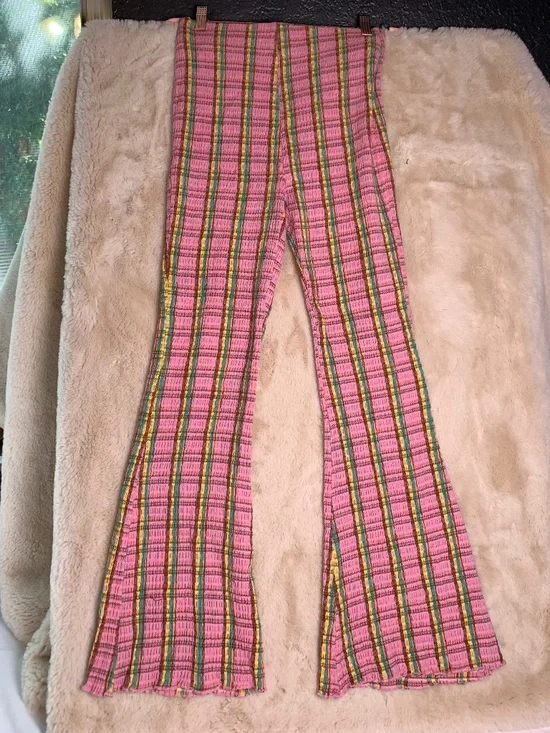 Free People hipster groovy/funky pink flare pants NWT sz small