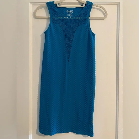 Y2K Free People Intimately Boho Sleeveless Mini Bodycon Summer Beach Dress Teal