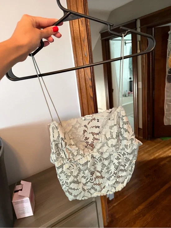 Free People Ivory Lace Cropped Cami Top