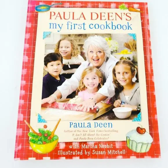 Paula Deen's My First Cookbook Kids, Hardcover, Spiral, Fun Illustrations